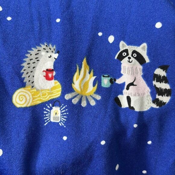 Secret Treasures winter fun print on blue soft pajama top XL - Picture 7 of 11